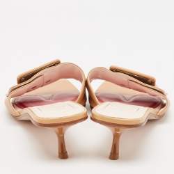 Roger Vivier Brown Leather Covered Buckle Slide Sandals Size 42