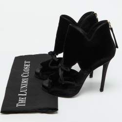 Roger Vivier Black Velvet Cut Out Bow Ankle Booties Size 36