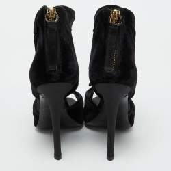 Roger Vivier Black Velvet Cut Out Bow Ankle Booties Size 36