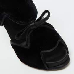 Roger Vivier Black Velvet Cut Out Bow Ankle Booties Size 36