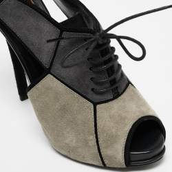 Roger Vivier Multicolor Suede Cutout Lace Up Booties Size 37
