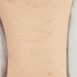 Pre Owned Roger Vivier Silver Leather Jewel Heel Ballet Flats Size 38