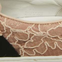 Pre Owned Roger Vivier Pink Lace Sneaky Viv Slip On Sneakers Size 35