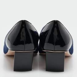 Pre Owned Roger Vivier Black/Silver Suede and Leather Belle Pumps Size 39.5