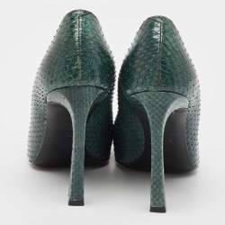 Roger Vivier Dark Green Python Trompette Pumps Size 38.5