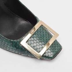 Roger Vivier Dark Green Python Trompette Pumps Size 38.5