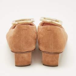 Pre Owned Roger Vivier Brown Suede Belle Block Heel Pumps Size 38