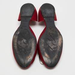 Roger Vivier Red Satin Crystal Embellished D'orsay Ballet Flats Size 38