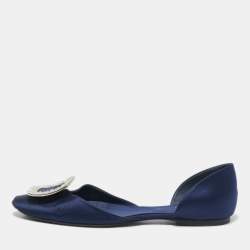Roger Vivier Blue Satin D'orsay Ballet Flats Size 38.5