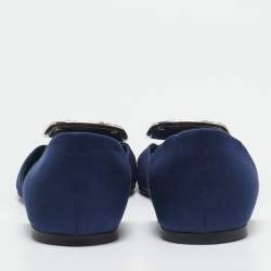 Roger Vivier Blue Satin D'orsay Ballet Flats Size 38.5