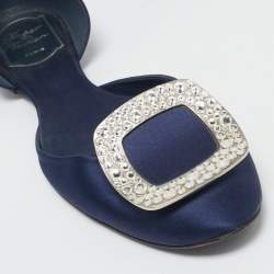Roger Vivier Blue Satin D'orsay Ballet Flats Size 38.5