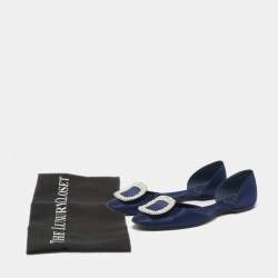 Roger Vivier Blue Satin D'orsay Ballet Flats Size 38.5