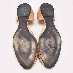 Pre Owned Roger Vivier Peach Satin Crystal Embellished D'orsay Ballet Flats Size 38