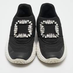 Roger Vivier Black Mesh Viv Run Light Strass Buckle Sneakers Size 38