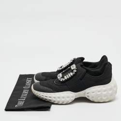 Roger Vivier Black Mesh Viv Run Light Strass Buckle Sneakers Size 38