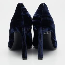Pre Owned Roger Vivier Navy Blue Velvet Trompette Pumps Size 36