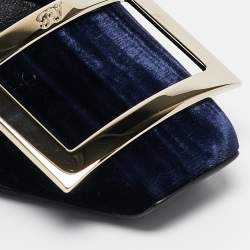 Pre Owned Roger Vivier Navy Blue Velvet Trompette Pumps Size 36