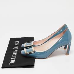 Pre Owned Roger Vivier Blue Patent Leather Belle Vivier Pumps Size 36