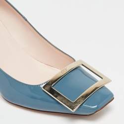 Pre Owned Roger Vivier Blue Patent Leather Belle Vivier Pumps Size 36