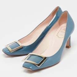 Pre Owned Roger Vivier Blue Patent Leather Belle Vivier Pumps Size 36