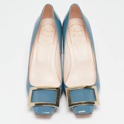 Pre Owned Roger Vivier Blue Patent Leather Belle Vivier Pumps Size 36