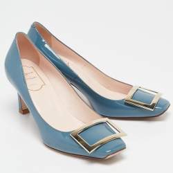 Pre Owned Roger Vivier Blue Patent Leather Belle Vivier Pumps Size 36