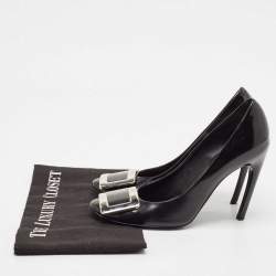 Pre Owned Roger Vivier Black Patent Leather Belle Vivier Trompette Pumps Size 37