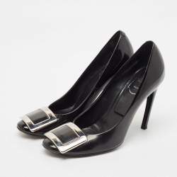 Pre Owned Roger Vivier Black Patent Leather Belle Vivier Trompette Pumps Size 37