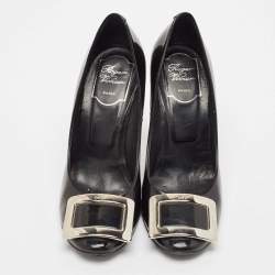 Pre Owned Roger Vivier Black Patent Leather Belle Vivier Trompette Pumps Size 37