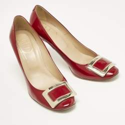 Pre Owned Roger Vivier Red Patent Leather Belle Vivier Pumps Size 39