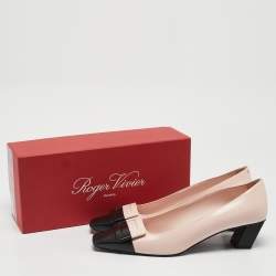 Pre Owned Roger Vivier Pink/Black Leather Belle Vivier Pumps Size 40.5