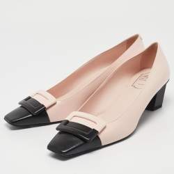 Pre Owned Roger Vivier Pink/Black Leather Belle Vivier Pumps Size 40.5