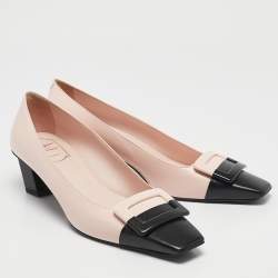 Pre Owned Roger Vivier Pink/Black Leather Belle Vivier Pumps Size 40.5