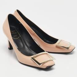 Pre Owned Roger Vivier Beige Patent Leather Trompette Pumps Size 36