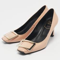 Pre Owned Roger Vivier Beige Patent Leather Trompette Pumps Size 36