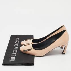 Pre Owned Roger Vivier Beige Patent Leather Trompette Pumps Size 36