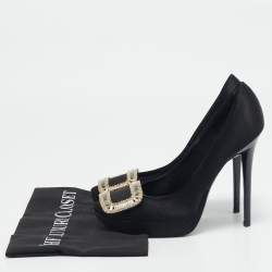 Roger Vivier Black Satin Crystal Embellished Trompette Pumps Size 38 