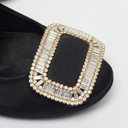 Roger Vivier Black Satin Crystal Embellished Trompette Pumps Size 38 