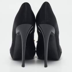 Roger Vivier Black Satin Crystal Embellished Trompette Pumps Size 38 