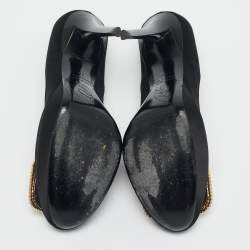 Roger Vivier Black Satin Crystal Embellished Trompette Pumps Size 38 