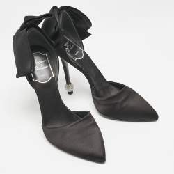 Roger Vivier Black Satin Crystal Embellished D'orsay Pumps Size 36