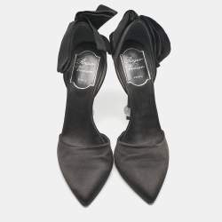 Roger Vivier Black Satin Crystal Embellished D'orsay Pumps Size 36