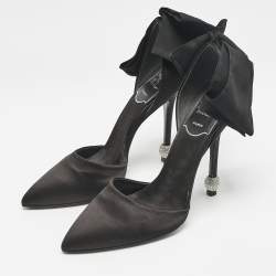 Roger Vivier Black Satin Crystal Embellished D'orsay Pumps Size 36