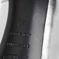 Roger Vivier Silver Leather Belle Vivier Trompette Platform Pumps Size 37
