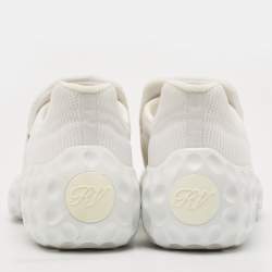 Roger Vivier White Nylon Viv Run Crystal Buckle Sneakers Size 39.5