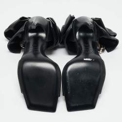 Roger Vivier Black Leather Vic Choc Bow Ankle Strap Sandals Size 38
