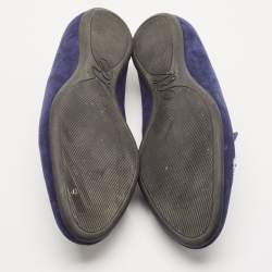 Roger Vivier Navy Blue Suede Crystal Embellished Ballet Flats Size 38