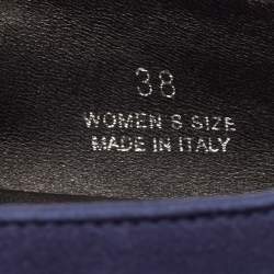 Roger Vivier Navy Blue Suede Crystal Embellished Ballet Flats Size 38