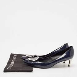 Pre Owned Roger Vivier Navy Blue Patent Leather Sexy Choc Pumps Size 41
