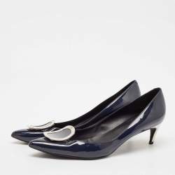 Pre Owned Roger Vivier Navy Blue Patent Leather Sexy Choc Pumps Size 41